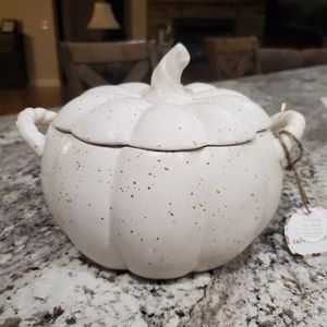 White Pumpkin Canister Decor-NWT